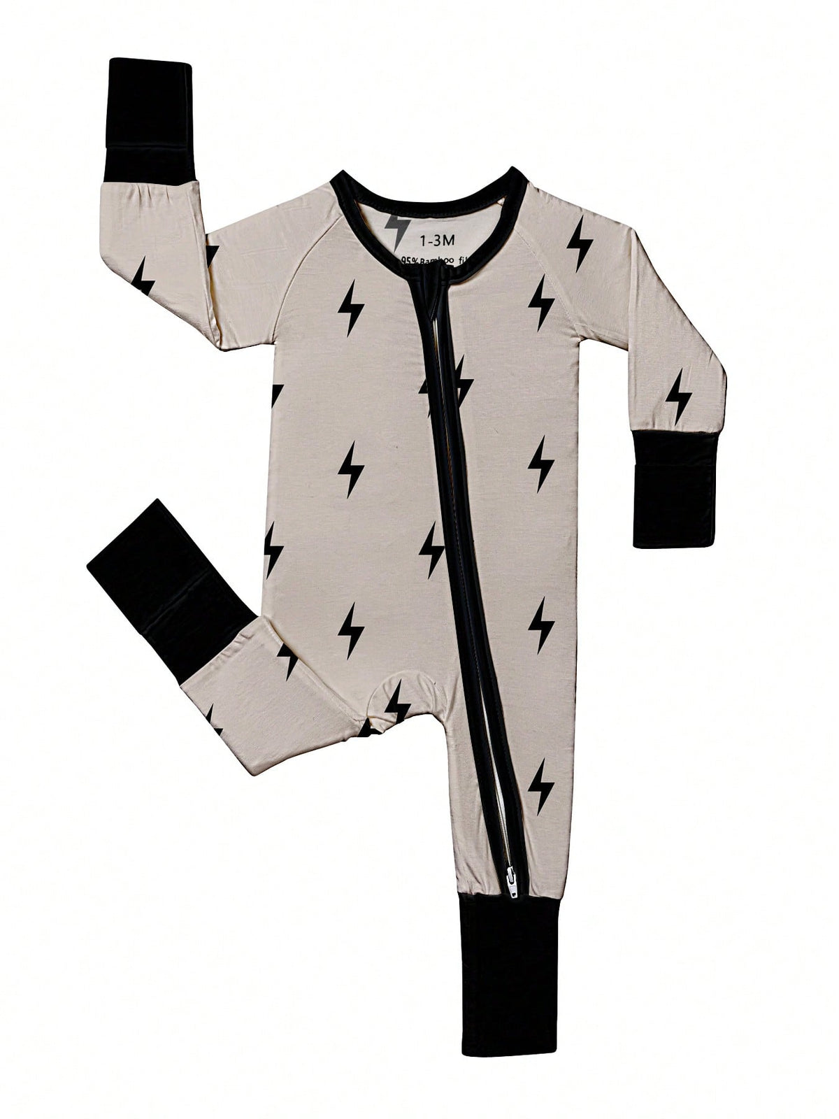 Newborn Baby Boy Bamboo Fiber Zip-Up, Lightning Romper, All-Season Knit Fabric Skinny Fit With Zipper Detail, Boy Baby Clothes, Perfect For Outdoor