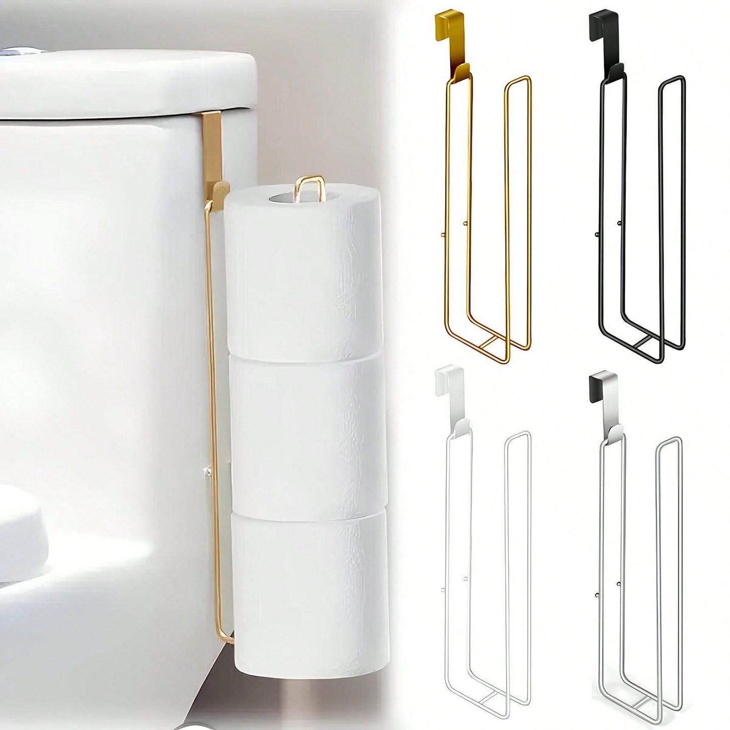 No Drill Toilet Paper Holder, Iron Art Bathroom Tissue/Towel Rack, Towel Hanger, No Need To Drill Holes On Wall, Suitable For Kitchen And Bathroom Storage, Bathroom Accessories, Essential For Back To