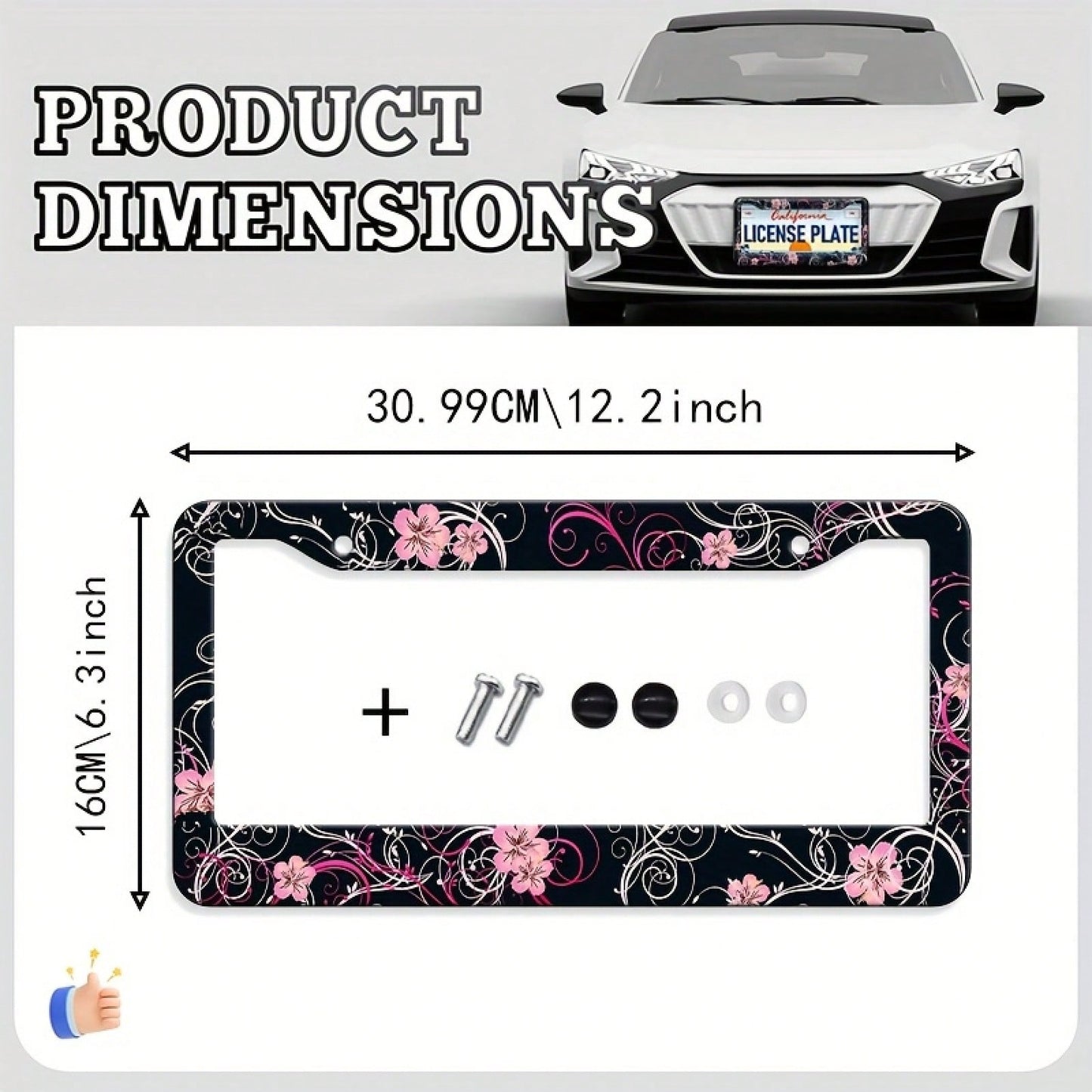 One Piece, Exquisite Car License Plate Frame, Durable And Beautiful Car License Plate Frame, Comes With Mounting Screws And Bolts, Cover, Exquisite Exterior Decoration For Cars, Suitable For Most Vehi