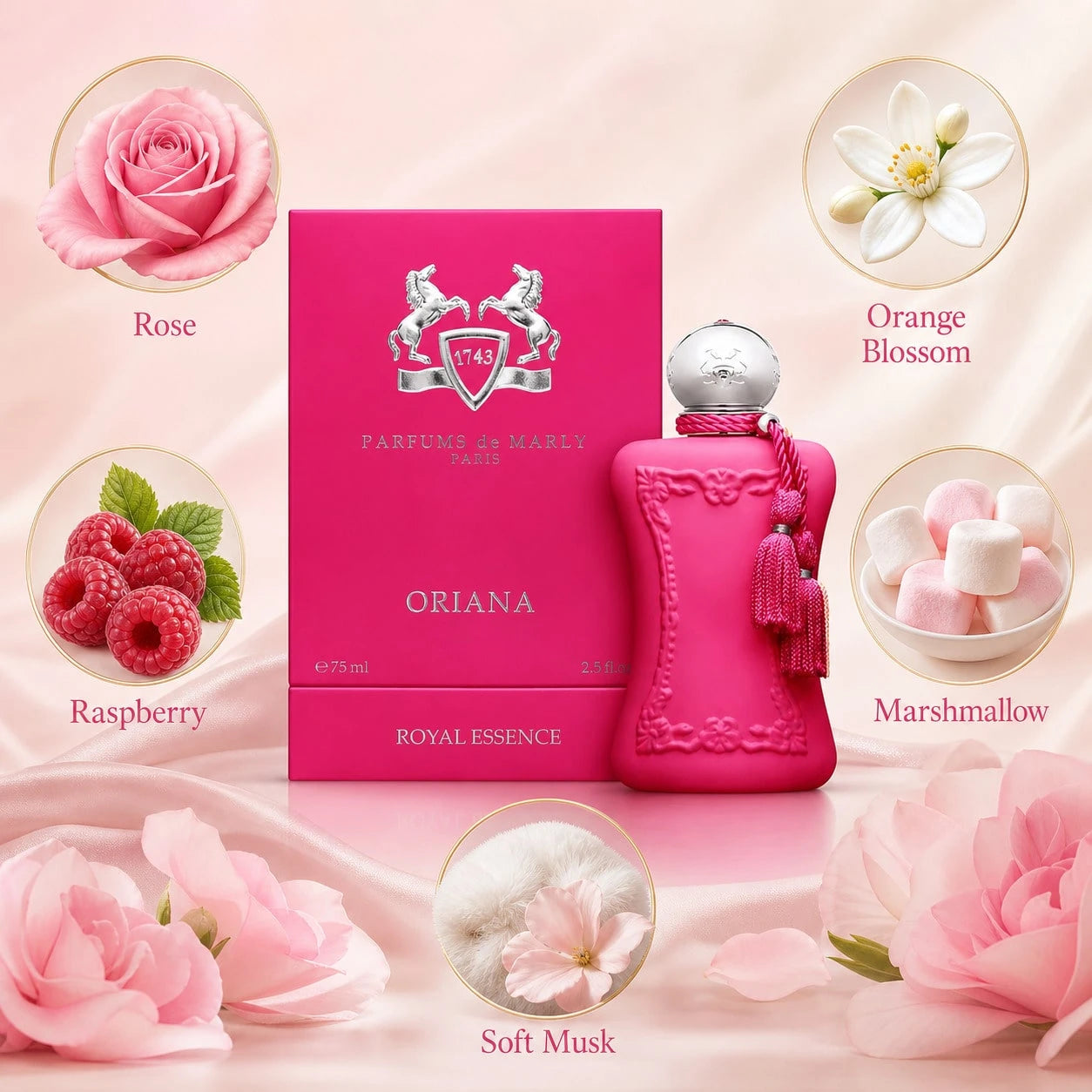 ParfumsDeMarly Oriana 75ml/2oz, Long Lasting Perfume Cologne, Sweet Warm Scent For Daily Wear, Evening, Travel And Gift
