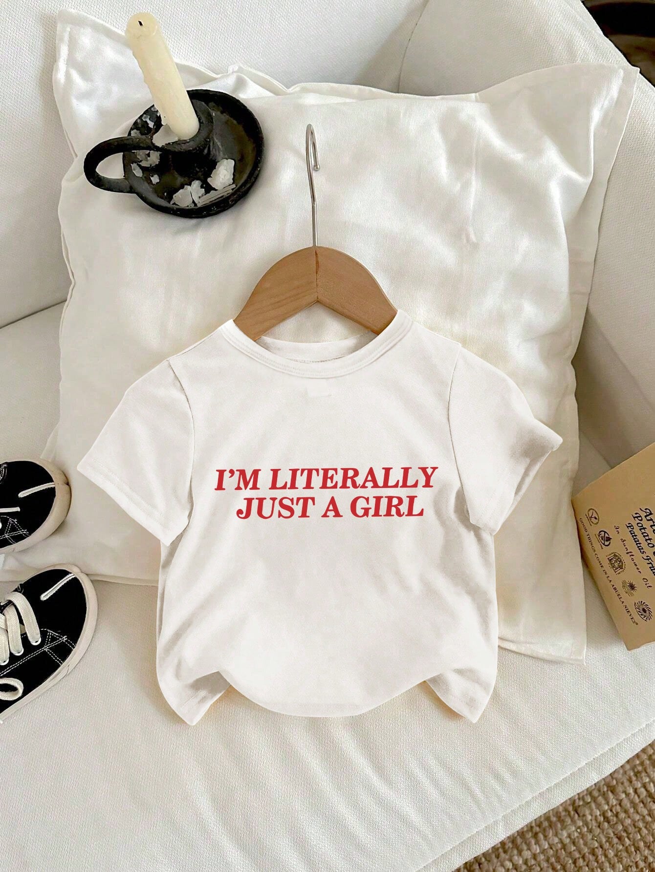 Playful Pals Baby Girl Slogan Graphic Short Sleeve Tee For Summer