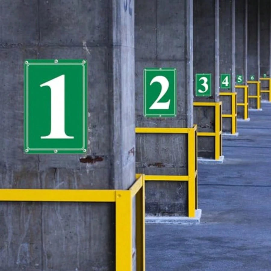 Premium Aluminum Number Signs 3, Metal 12" X 8" Green Numbered Signs Outdoor For Parking Lots, Floor, Dock, Court, Aisle, Field, High Visibility, No Fade, Weather-Resistant