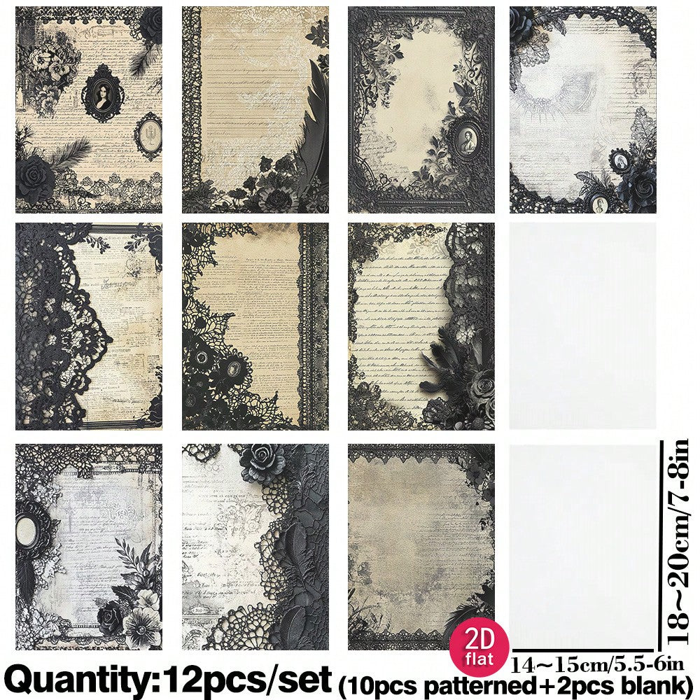 Ruonaorou 12pcs Vintage Dreamy Floral Moon Vellum Paper Junk Journal Semi-Transparent Premium Ethereal Starry Sky Crescent Moon Star Moon Vellum Paper Planner Decoration DIY Junk Journal Diary Noteboo