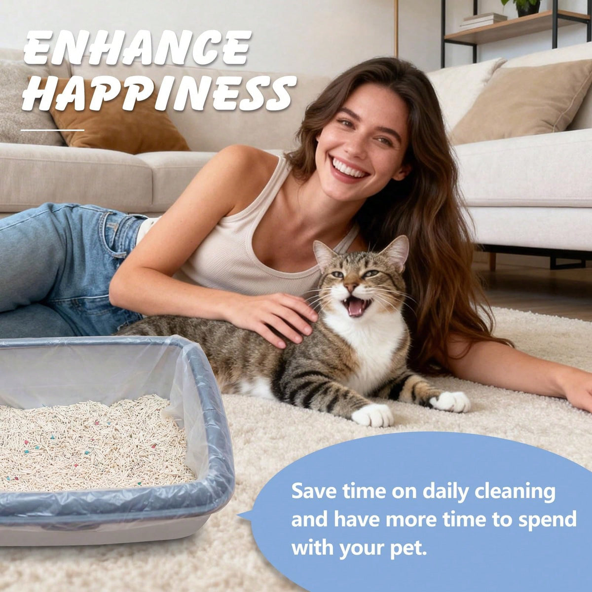 SANNAX Cat Litter Box Liners, Heavy Duty Cat Litter Bags, 30 Count Extra-Thick 3MIL Drawstring Cat Litter Box Bags, Jumbo 36'' X 19'' Cat Litter Box Liners- Tear & Leak Resistant- Pet Supplies(3 Rol