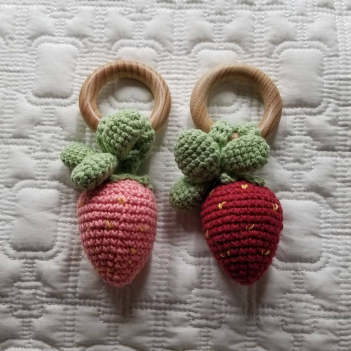 Strawberry Hand Crochet Orange Cotton Rattle - Fruit