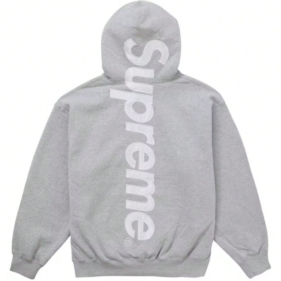 Supreme Satin Applique Hoodie FW24| Premium Heavyweight Crossgrain Fleece Hoodie, Streetwear Layering Set For Men & Women