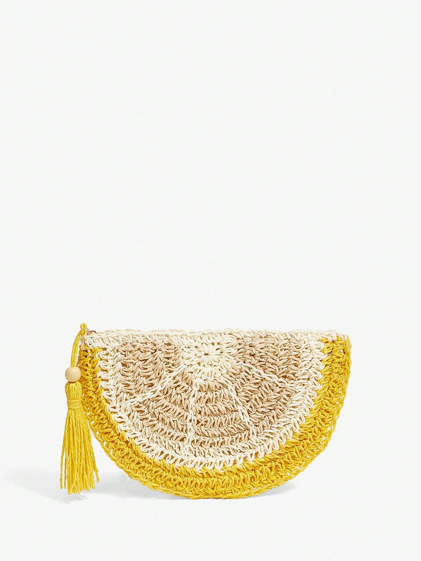 SXY Women Clutch, Straw Bag, Fashionable, Elegant, Simple, Personalized, Versatile, Lemon Shape, For Beach, Vacation, Holiday, Summer, Seaside, Yellow