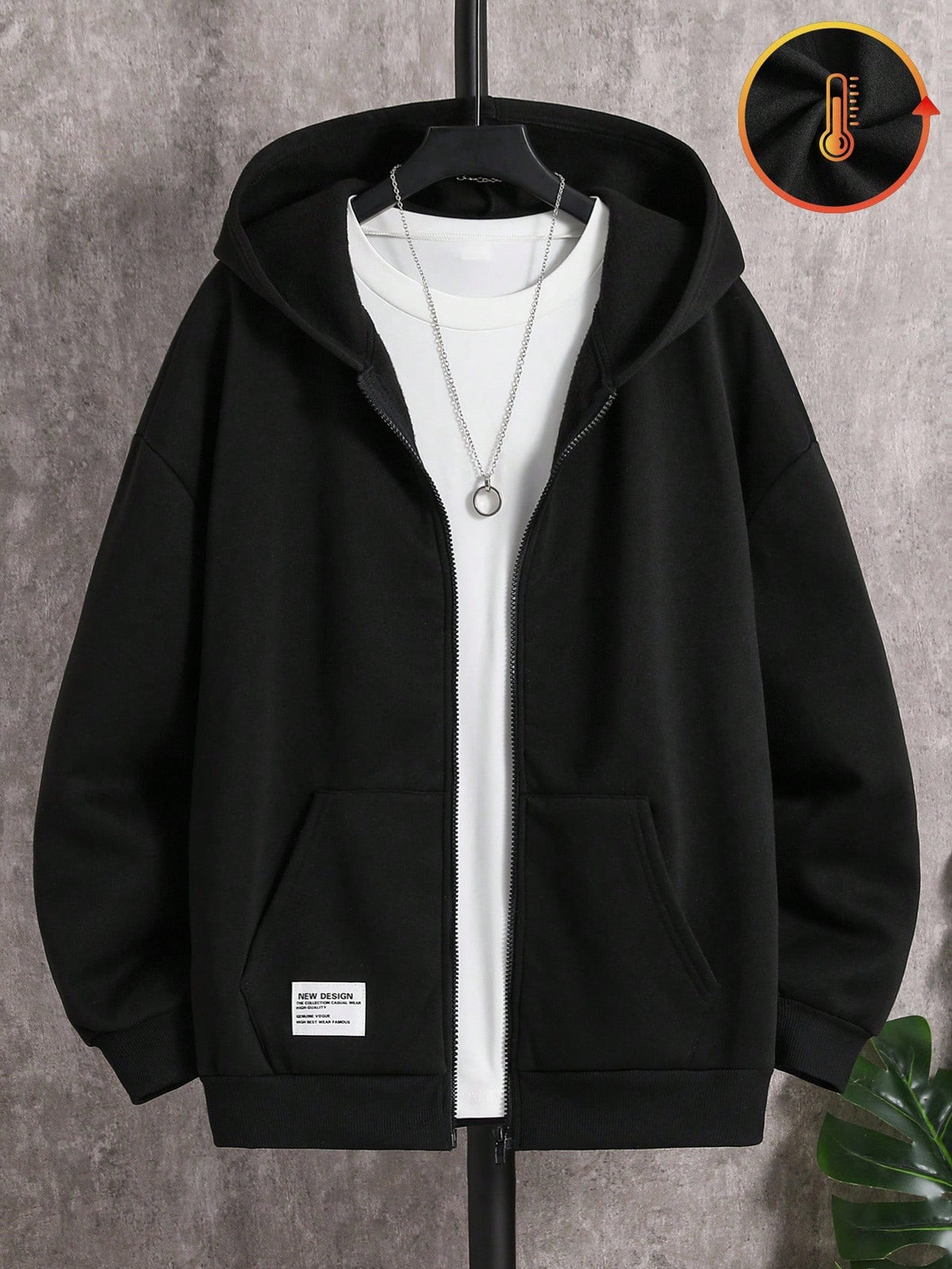 Teen Boys' Oversized Gray Zip Up Hoodie Sweatshirt Autumn Jacket,Casual Collegiate Style Soft Fabric For Winter,Streetwear,Graduation,Back-To-School