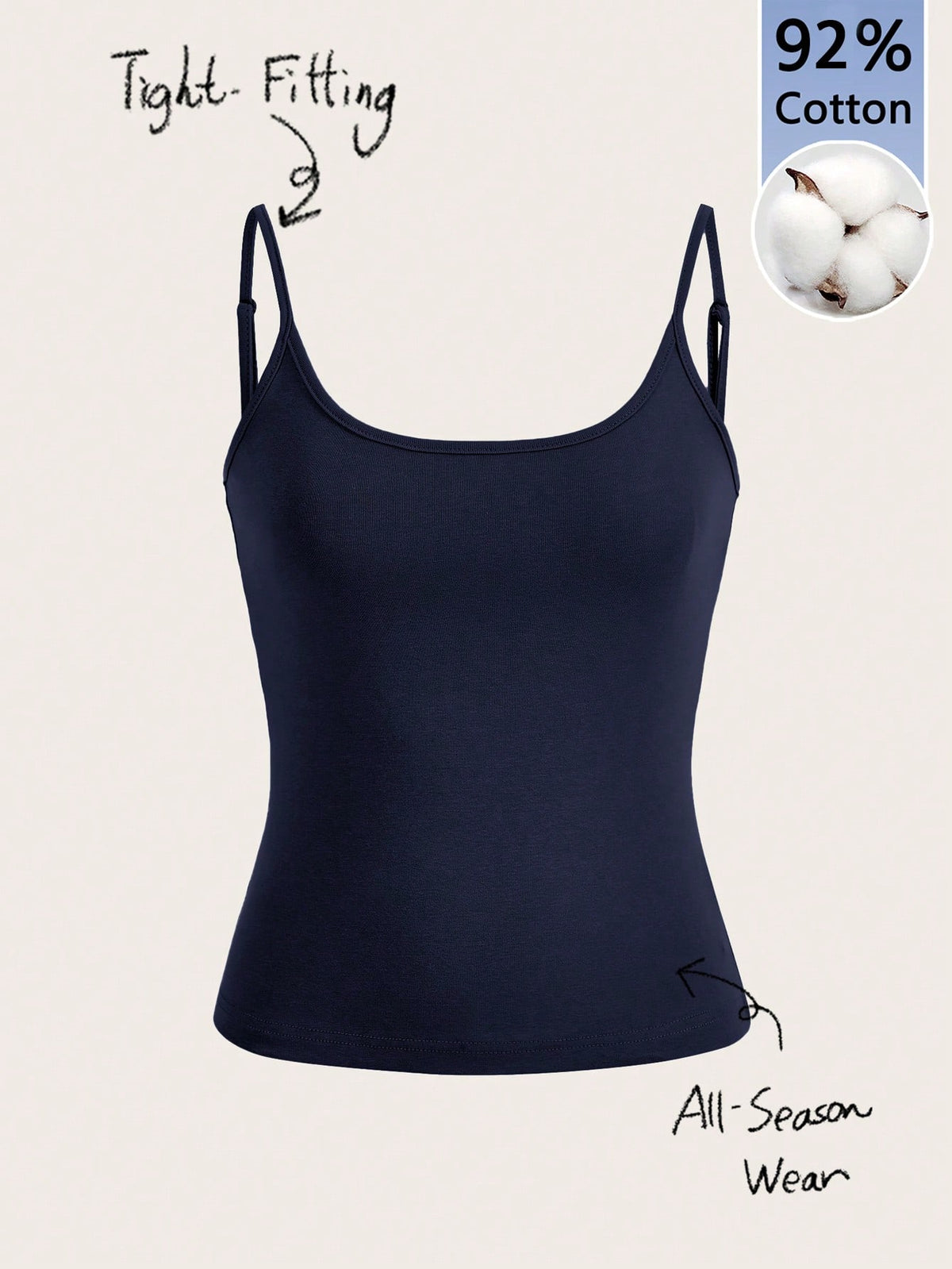 Tseoso Women Simple Solid Color Cami Top
