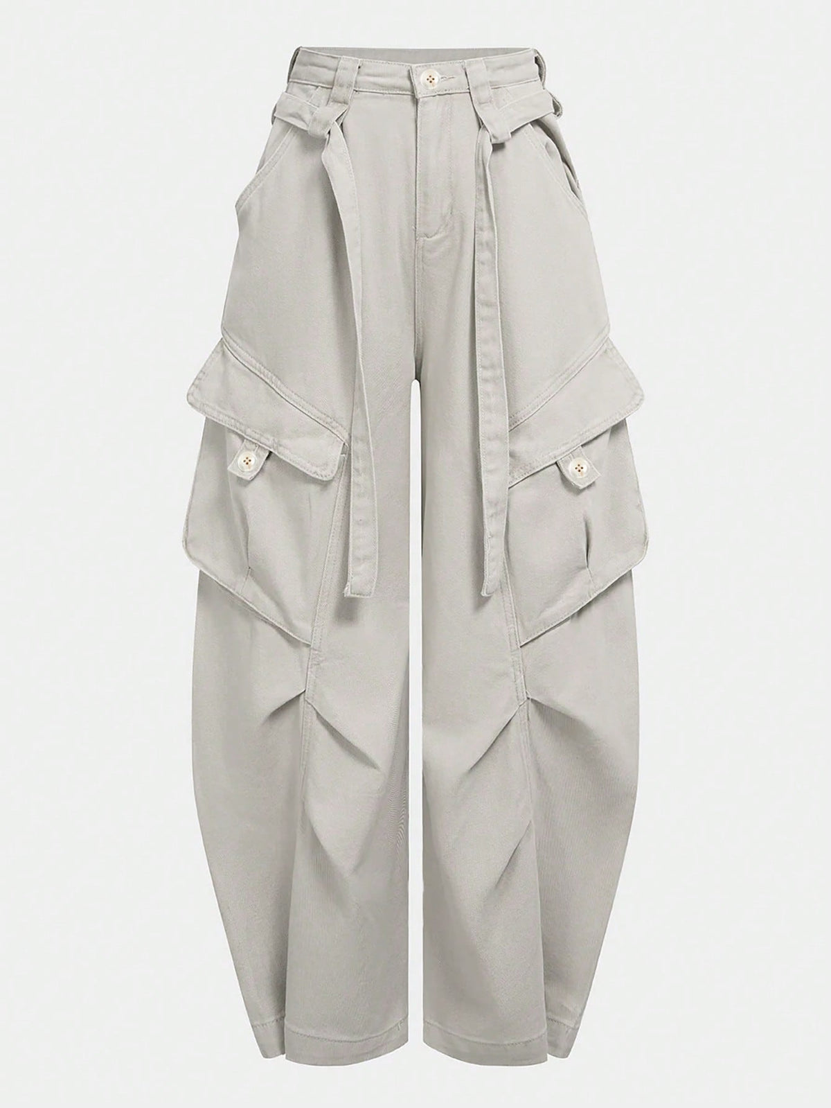 UREREM Women's Solid Color Woven Fabric Cargo Wide Leg Pants With Tassels, Suitable For Home, Travel, School, Spring, Summer, Autumn, Winter