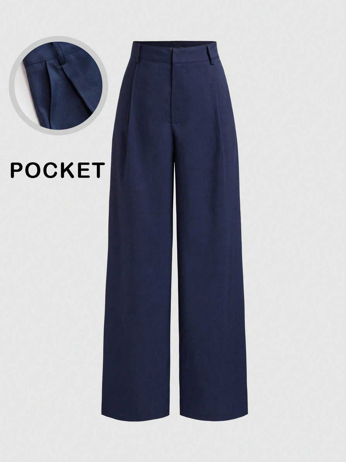 Vela Rue Minimalist Design Pants, Thin Solid Navy Blue Suit Pants With Zipper & Hook Closure, Flared Leg Slimming Trousers, Fashionable All Season Spring, Office Siren