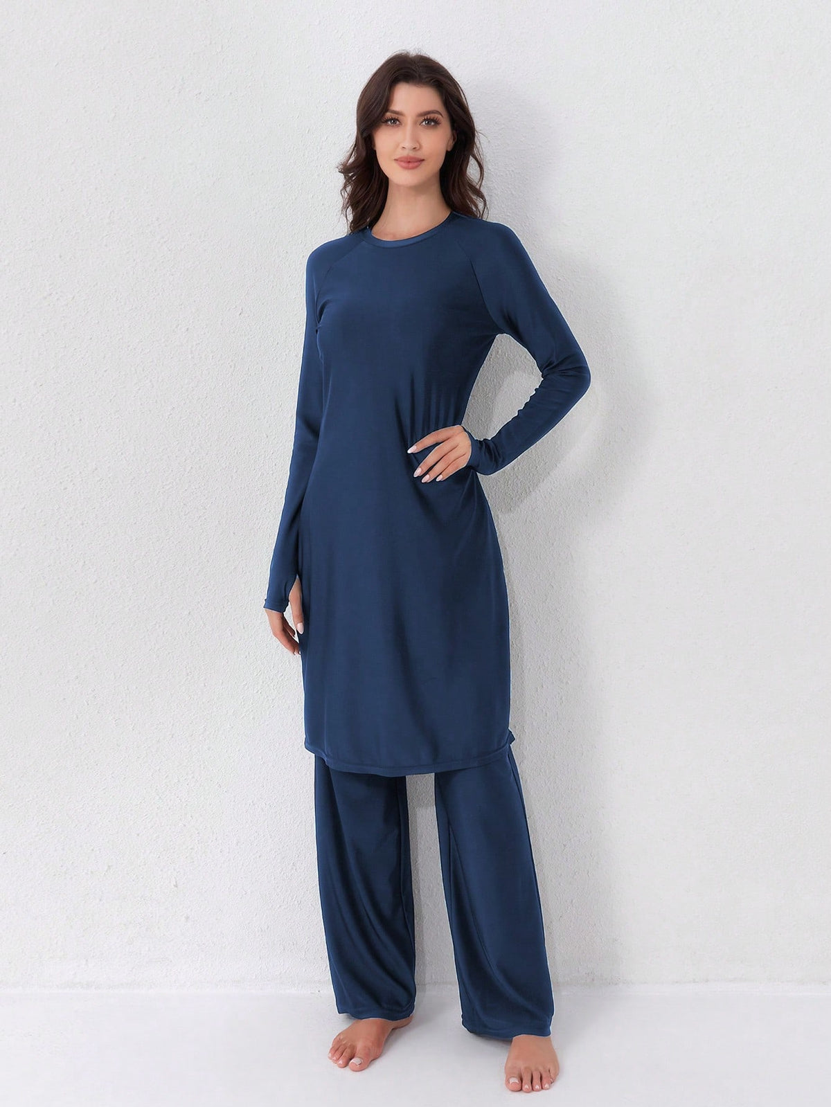 VFJ Women's Swimwear 2 Pieces Set, Full Coverage Sun Protection Clothing, Islamic Burkini Swimwear, Long Beach Outfit Vacation Summer
