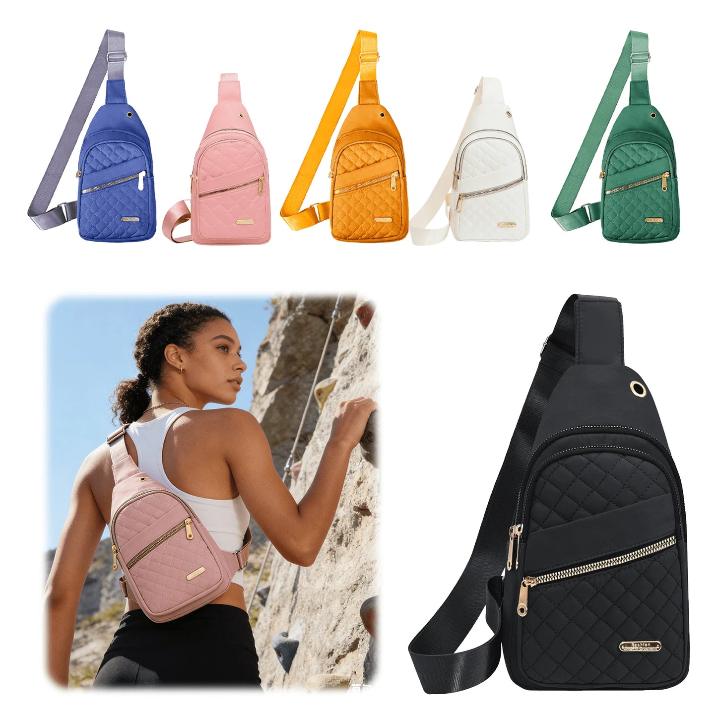 Water Resistant Sling Bag For Men Women, Lightweight Crossbody Chest Backpack, Adjustable Strap Shoulder Fanny Pack For Travel Hiking Cycling Daily Us