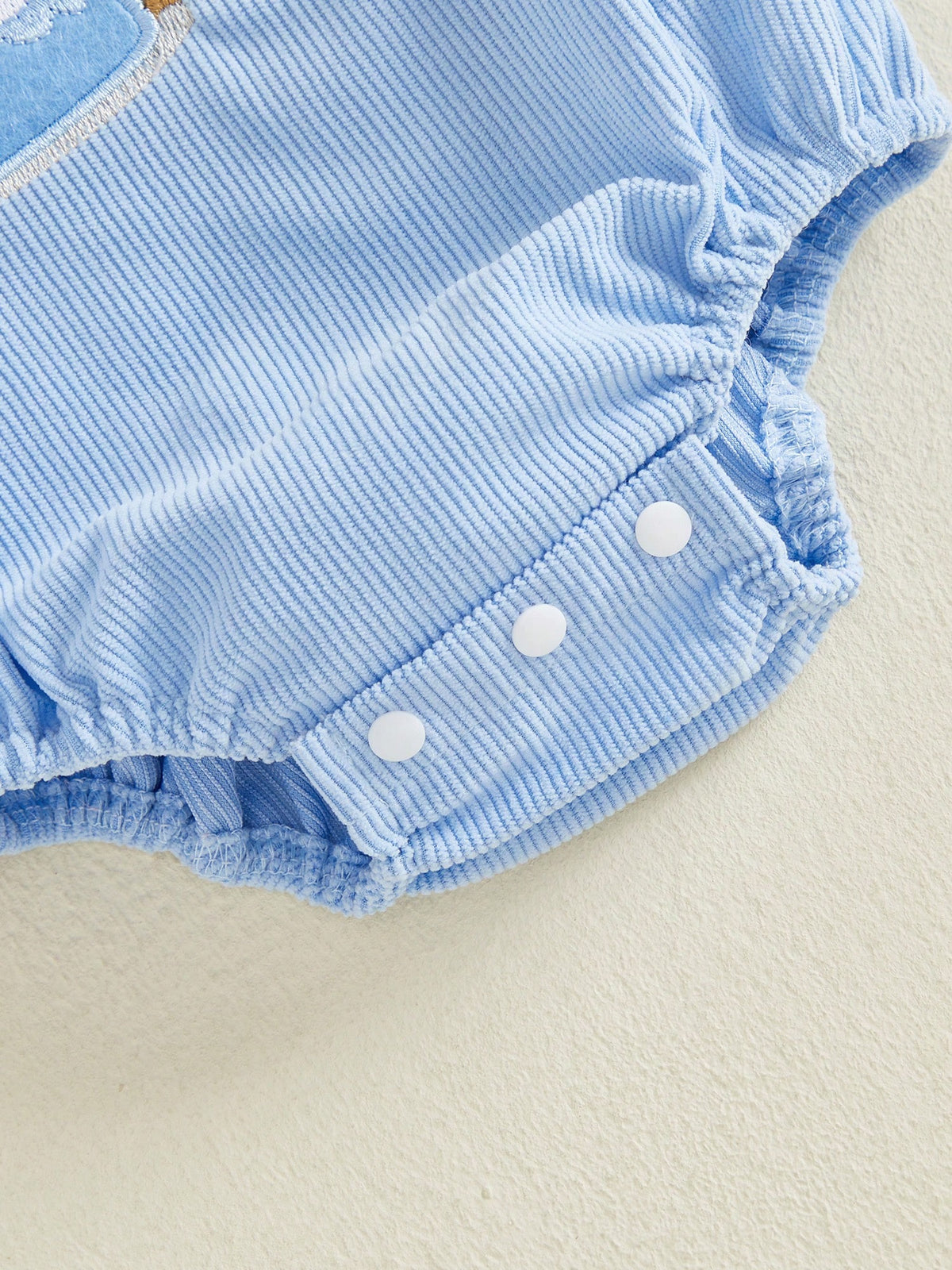 0-18M Newborn Baby Infant Baby Boy Summer Romper Corduroy Suspender Bear Cake Embroidery Snap Crotch 1st Birthday Outfit