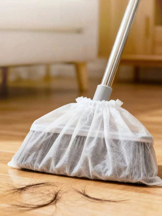 1/10/50/100pcs Disposable Broom Dust Cover, Non-Woven Fabric Household Sweeping Cleaning Cloth, Removes Hair And Lint, Wear-Resistant, Slouchy Floor Hair Cleaning Tool, Electrostatic Dusting Disposabl