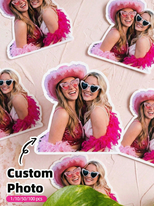 1-100pcs Customized Portrait Photo Stickers, Graduation Commemorative Photo Stickers, Waterproof PVC Stickers, DIY Gifts For Parents Children Colleagues Sisters Newlyweds, Ideal For Graduation Wedding
