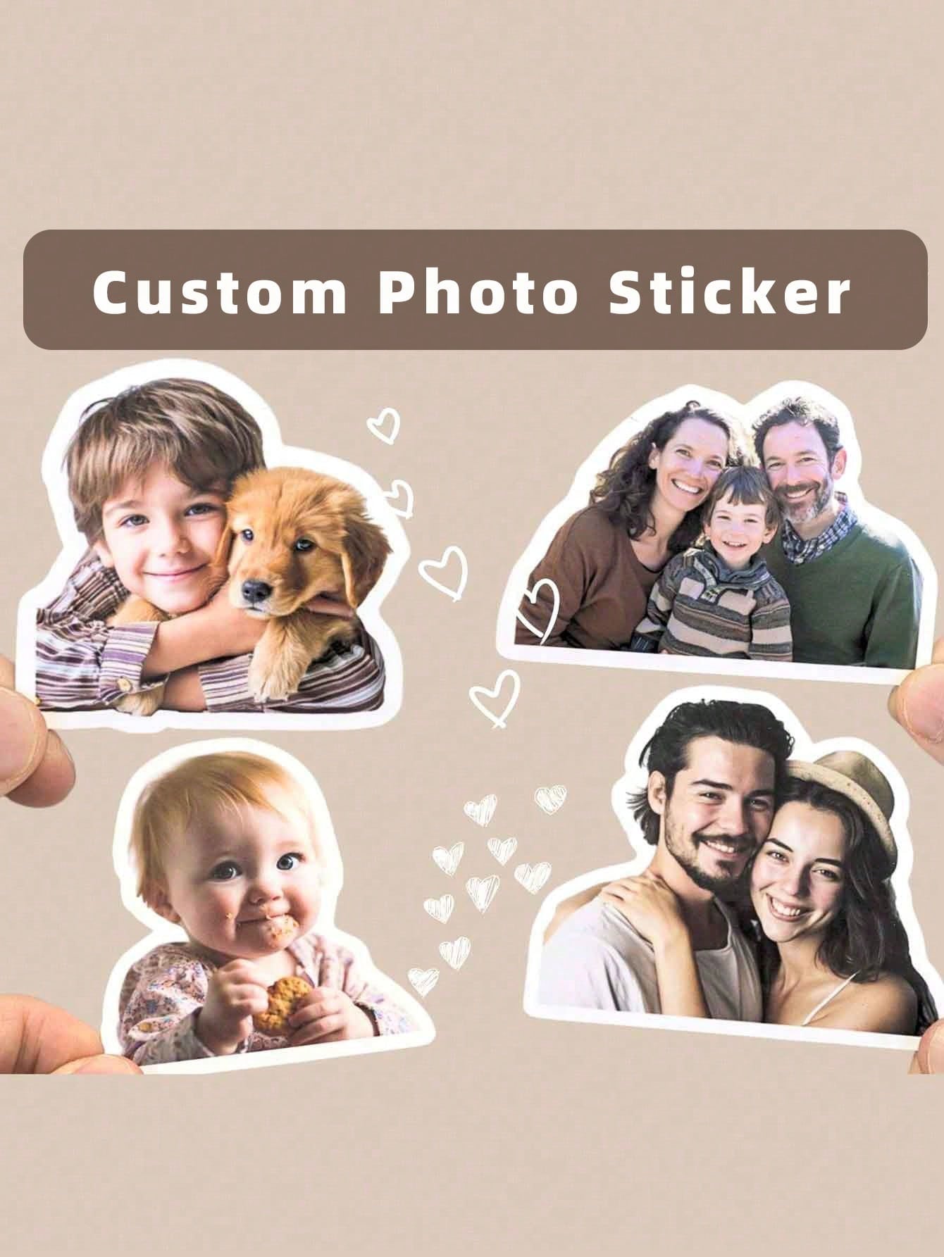 1-100pcs Customized Portrait Photo Stickers, Graduation Commemorative Photo Stickers, Waterproof PVC Stickers, DIY Gifts For Parents Children Colleagues Sisters Newlyweds, Ideal For Graduation Wedding