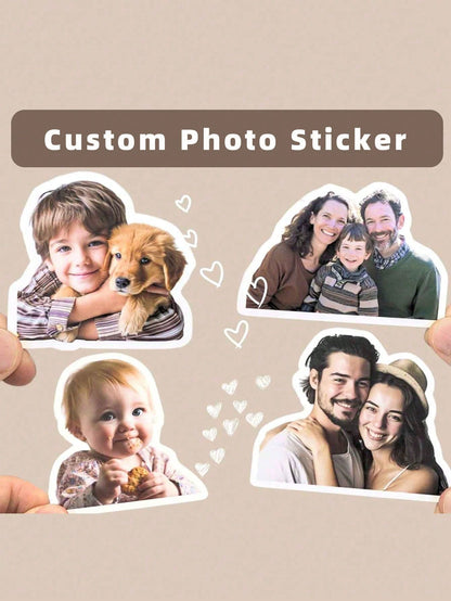 1-100pcs Customized Portrait Photo Stickers, Graduation Commemorative Photo Stickers, Waterproof PVC Stickers, DIY Gifts For Parents Children Colleagues Sisters Newlyweds, Ideal For Graduation Wedding