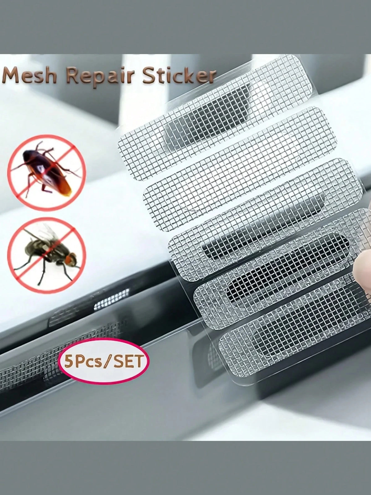 1/2/3/4/5pcs Self-Adhesive Stainless Steel Insect Screen & Drainage Outlet Filter Sticker For Doors & Windows