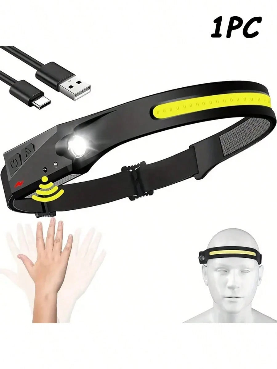 1/2/3 Rechargeable Wide-Angle Beam LED Headlights With Motion Sensing, Easy To Carry, With Adjustable Headband Light Strip, 3 Color Modes, Suitable For Camping, Running, And Nighttime Cycling, Includi