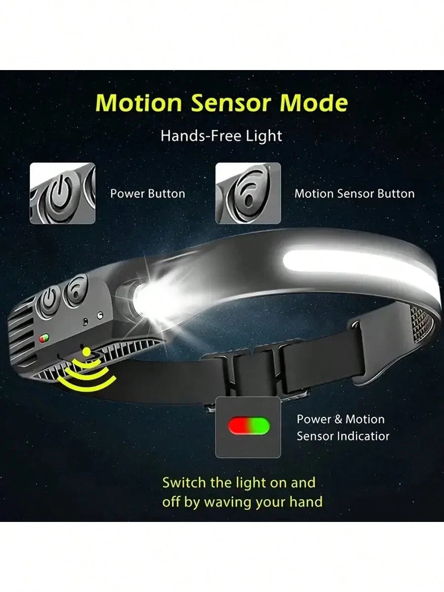 1/2/3 Rechargeable Wide-Angle Beam LED Headlights With Motion Sensing, Easy To Carry, With Adjustable Headband Light Strip, 3 Color Modes, Suitable For Camping, Running, And Nighttime Cycling, Includi