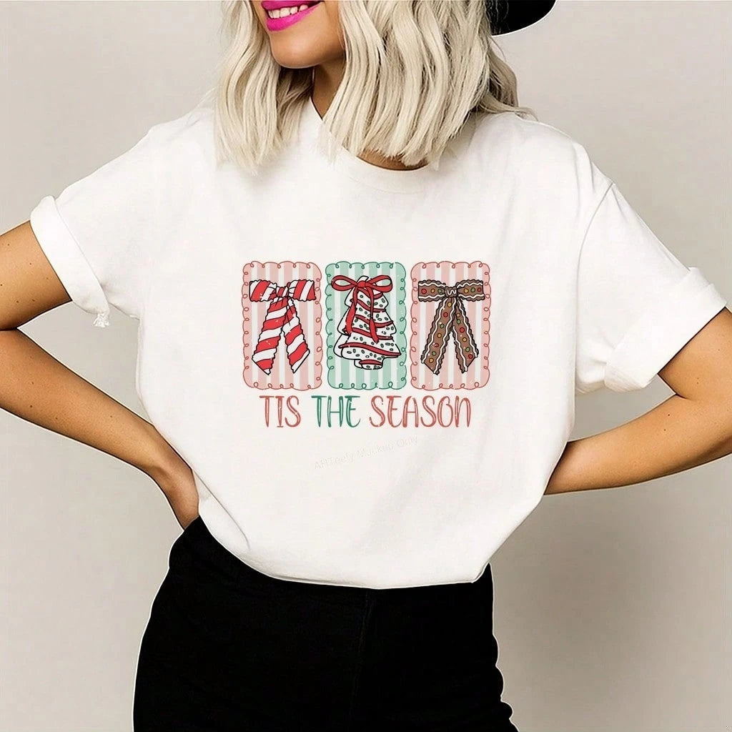 1/2/3PCS Durable Washable Heat Transfer Vinyl, TIS THE SEASON Text Candy Cane Bow Christmas Tree Gingerbread Bow Striped Wavy Border Cute Christmas Cartoon Pattern Heat Transfer, Vinyl Print, Heat Tra