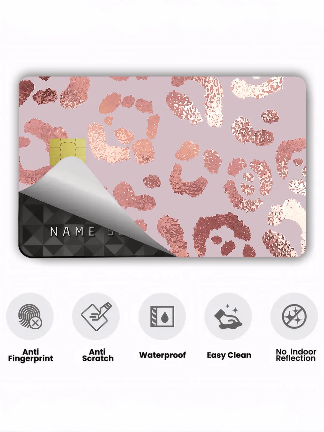 1/2/4/5/10pcs Rose Gold Leopard Print Credit Card Stickers, Women's Birthday Gift PVC Material Anti-Fingerprint Durable Scratch-Resistant Wear-Resistant, Suitable For Men, Women, Couples, Small Chip C