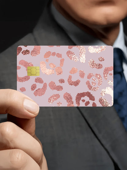 1/2/4/5/10pcs Rose Gold Leopard Print Credit Card Stickers, Women's Birthday Gift PVC Material Anti-Fingerprint Durable Scratch-Resistant Wear-Resistant, Suitable For Men, Women, Couples, Small Chip C