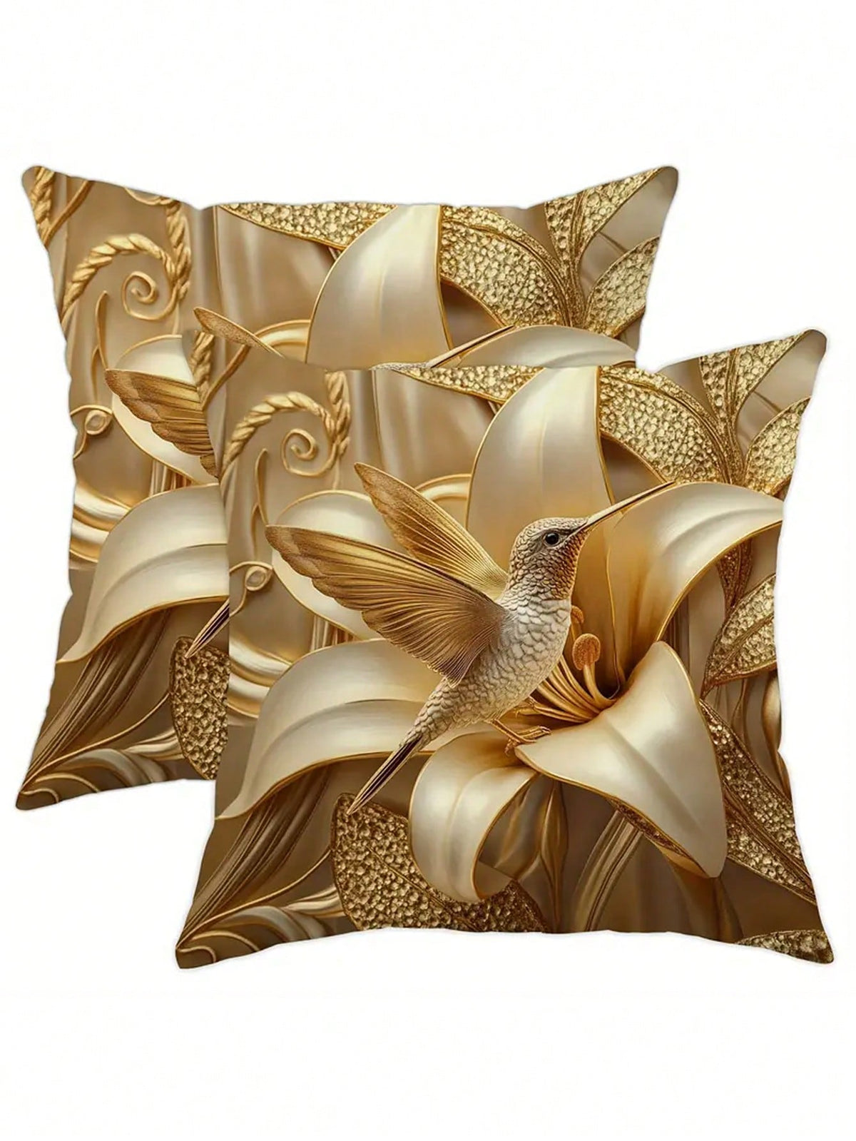 1/2/4pcs Modern Hummingbird & Giant Lily Flower Pattern Throw Pillow Covers, Machine Washable, 100% Polyester, Decorative Soft Cushion Covers For Living Room, Bedroom, Sofa, Single-Sided Printing, Pil