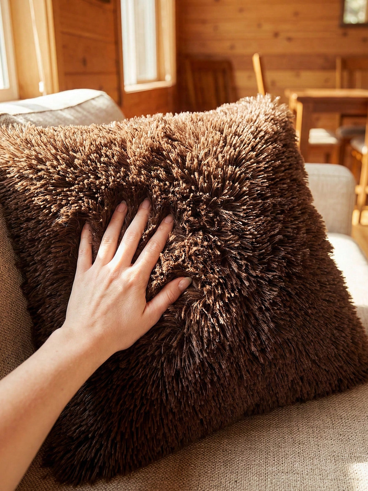 1/2/4pcs Solid Color Plush Pillow Cover (Pillow Insert Not Included), Minimalist Double-Sided Fluffy Square Cushion Cover, Soft Comfortable Home Decor Throw Pillow Case, Suitable For Bedroom, Living R