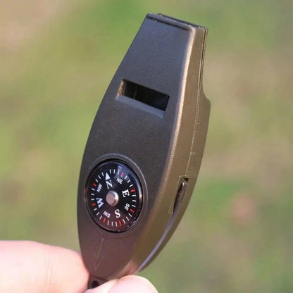 1/2/5pcs 4-In-1 Compass, Thermometer, Magnifier, Whistle, With Clear Temperature Dial, Built-In Magnifier And Loud Whistle, Compact Outdoor Tool, Suitable For Camping, Hiking, Outdoor Gear Keychain