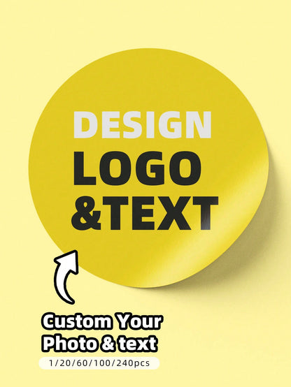 1/20/60/100/240pcs Personalized Labels, Customizable With Any Design, Image, Logo, Text Stickers, Waterproof PVC Material, Suitable For Graduation, Wedding, Birthday And Other Occasions, Can Design Yo