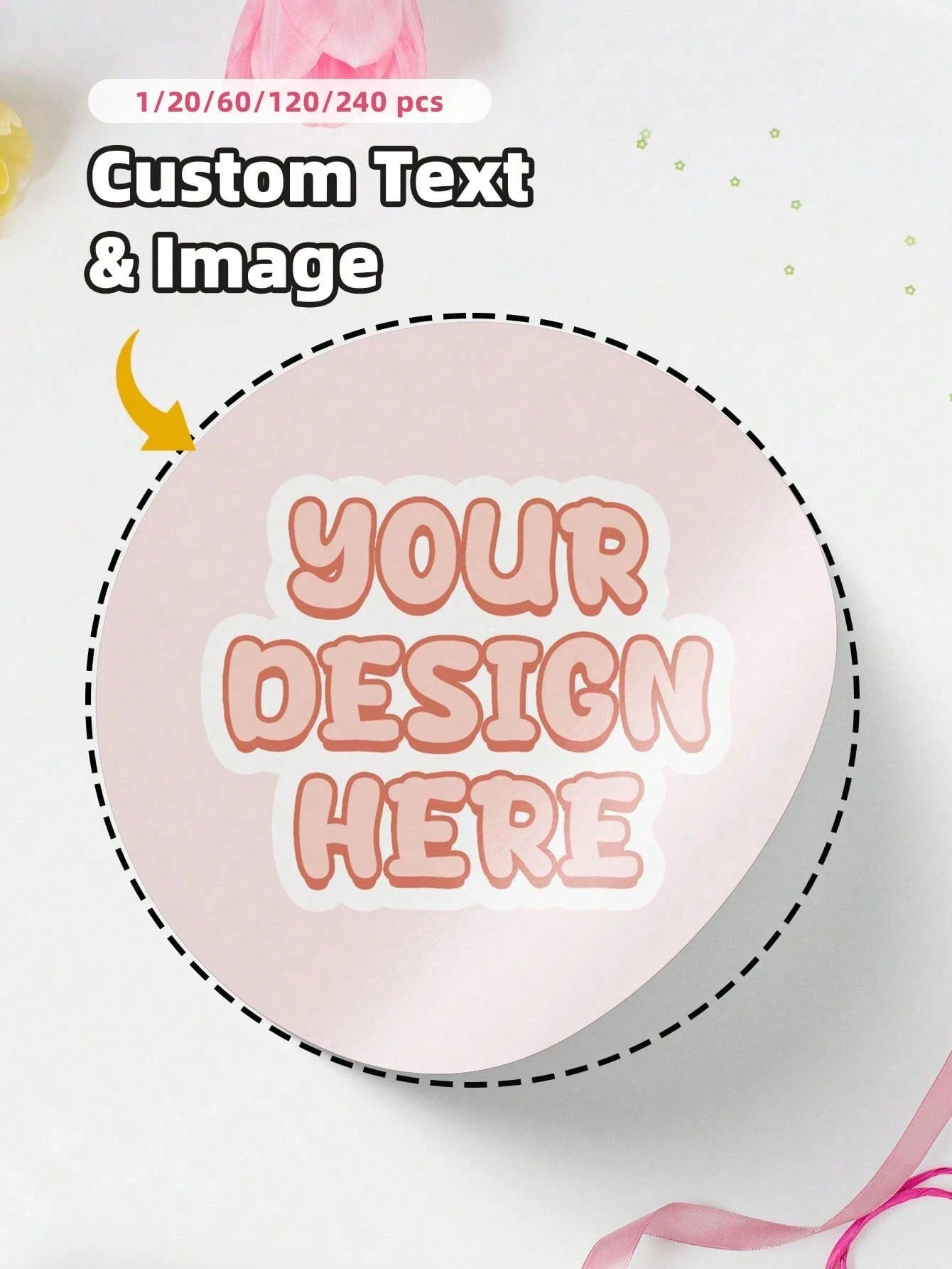 1/20/60/120/240pcs Personalized Labels- Customizable Text & Image Stickers, Custom Thank You Label Stickers, Decorative & Colorful, Ideal Gift For Men, Women, Family, Friends, Anniversary, Birthday