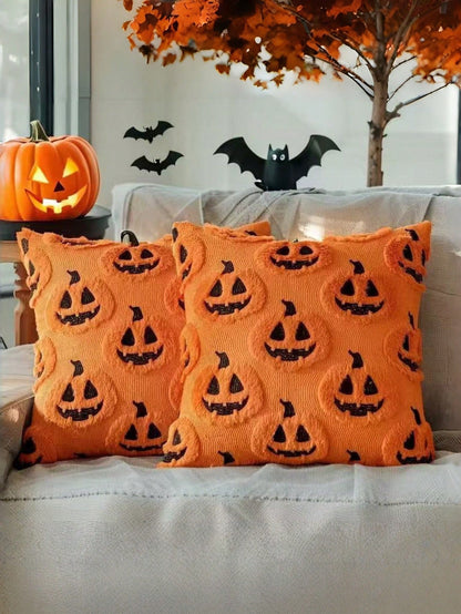 1/2pcs Halloween Pumpkin Pillow Case 18x18 Inch Linen Sofa Bed Cushion Decorative Cover