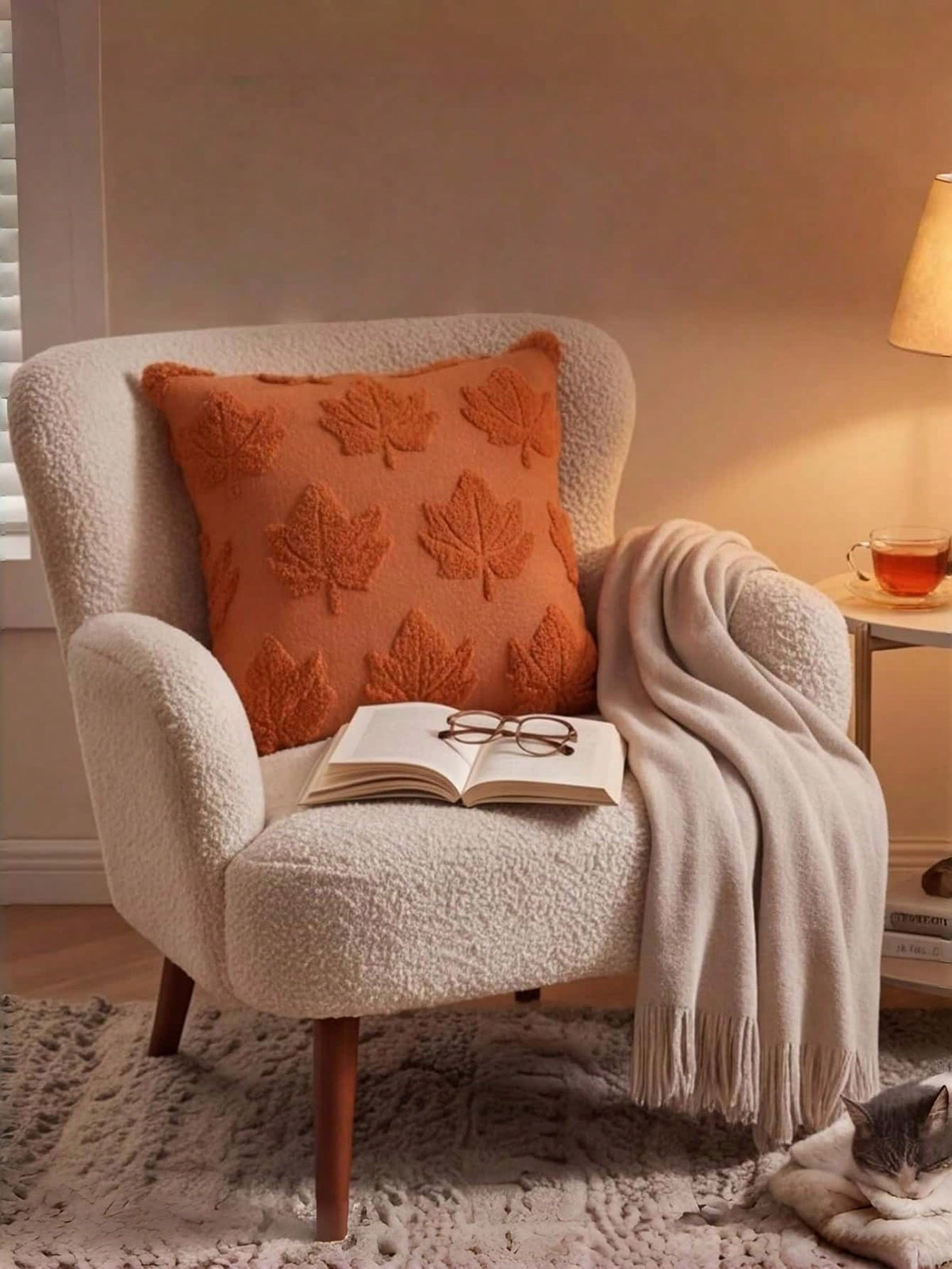 1/2pcs Vintage Plush Maple Leaf Pillow Case, Suitable For Sofa, Living Room, Bedroom, Zippered 3D Jacquard Autumn Harvest Decorative Cushion Cover, Machine Washable, Thanksgiving Home Decor Autumn Bed