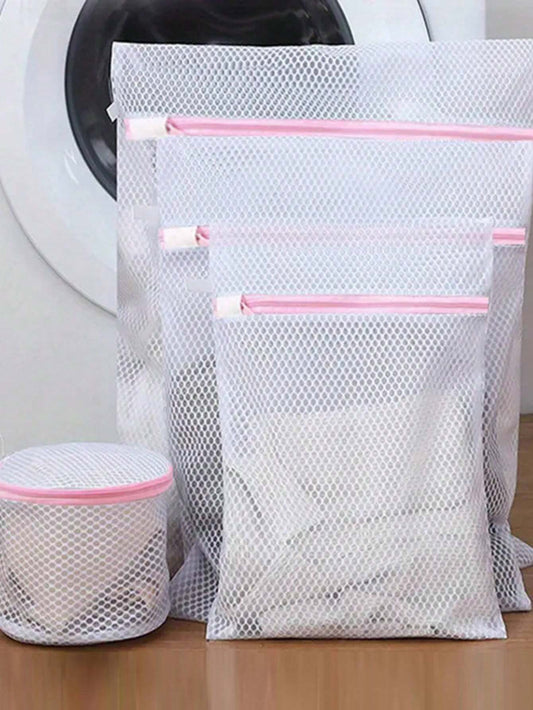1/3/4pcs Zipper Mesh Laundry Bags, Honeycomb Laundry Washing Bag, Suitable For Clothing, Shirts, Bras, Socks, Pantyhose, Underwear, Travel Storage Bag,Spring,Minimalist,Summer Tops