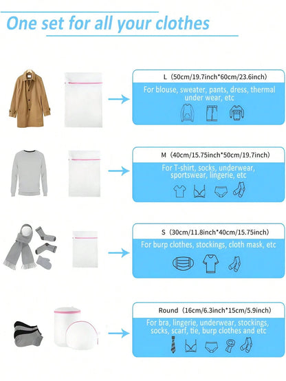 1/3/4pcs Zipper Mesh Laundry Bags, Honeycomb Laundry Washing Bag, Suitable For Clothing, Shirts, Bras, Socks, Pantyhose, Underwear, Travel Storage Bag,Spring,Minimalist,Summer Tops
