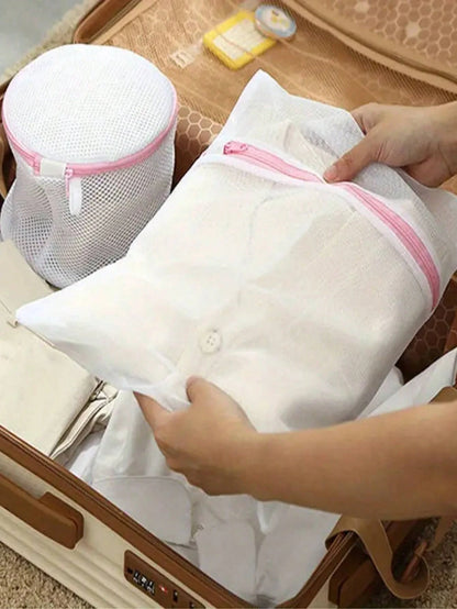 1/3/4pcs Zipper Mesh Laundry Bags, Honeycomb Laundry Washing Bag, Suitable For Clothing, Shirts, Bras, Socks, Pantyhose, Underwear, Travel Storage Bag,Spring,Minimalist,Summer Tops