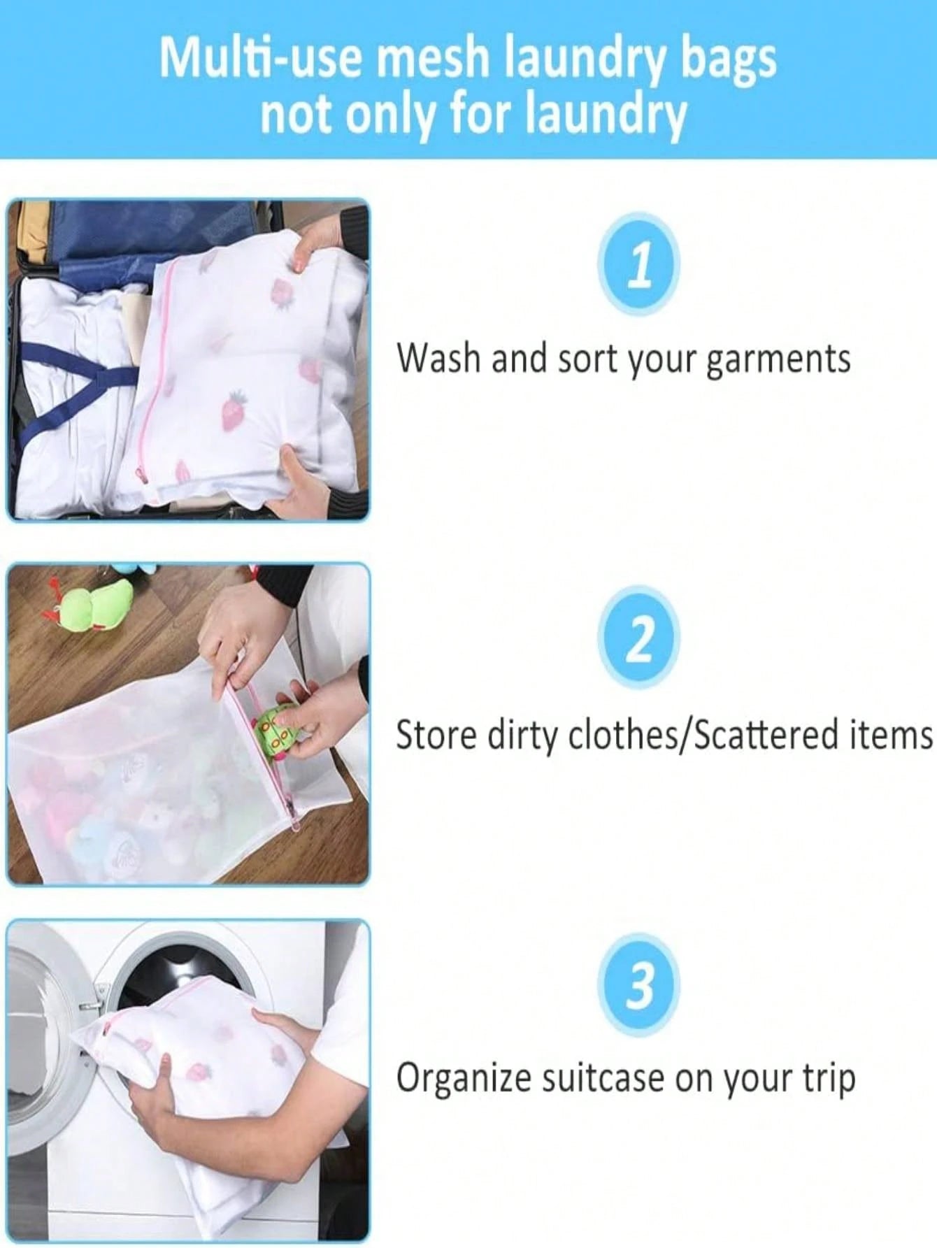 1/3/4pcs Zipper Mesh Laundry Bags, Honeycomb Laundry Washing Bag, Suitable For Clothing, Shirts, Bras, Socks, Pantyhose, Underwear, Travel Storage Bag,Spring,Minimalist,Summer Tops