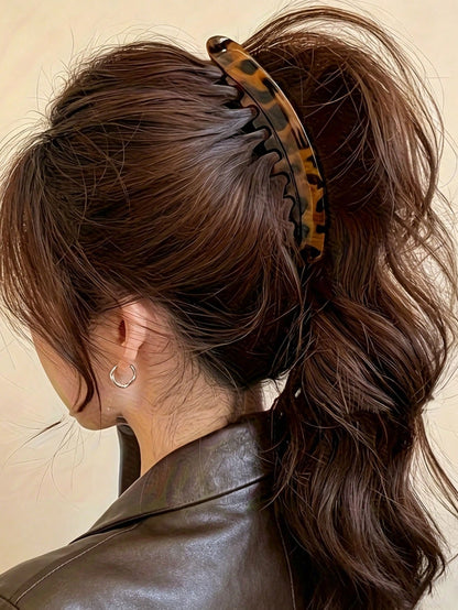 1/3pcs Large Vertical Banana Hair Clip With Back Comb- Non-Slip Women's Ponytail Clip, Thickened For Added Volume, Brown/Black/Grey Leopard Print- High Strength Hair Clip Suitable For Braids, Buns