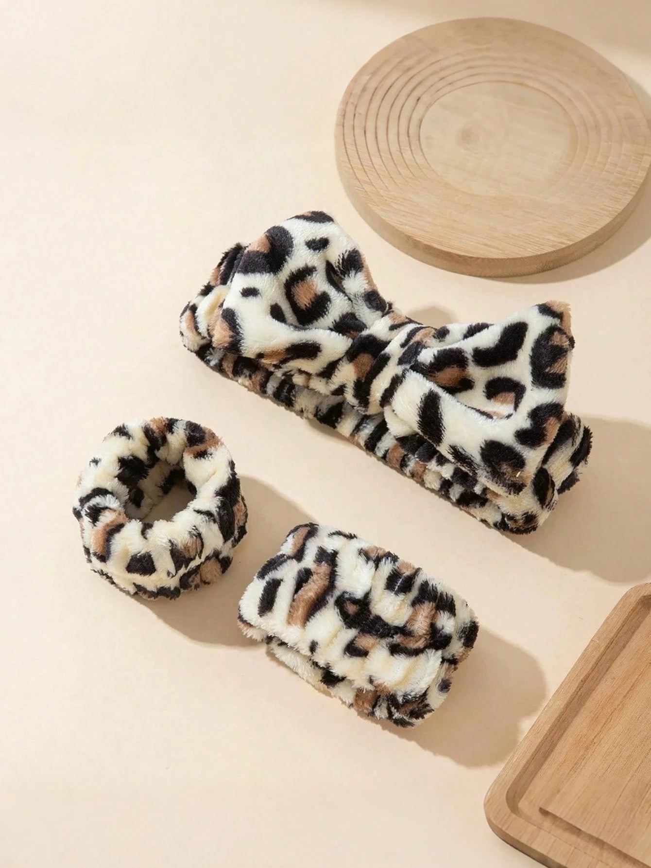 1/3pcs Leopard Print Large Bow Headband Set, Includes Splash-Proof Face Washing Headband, Soft And Washable, Suitable For Face Washing, Yoga And Sports