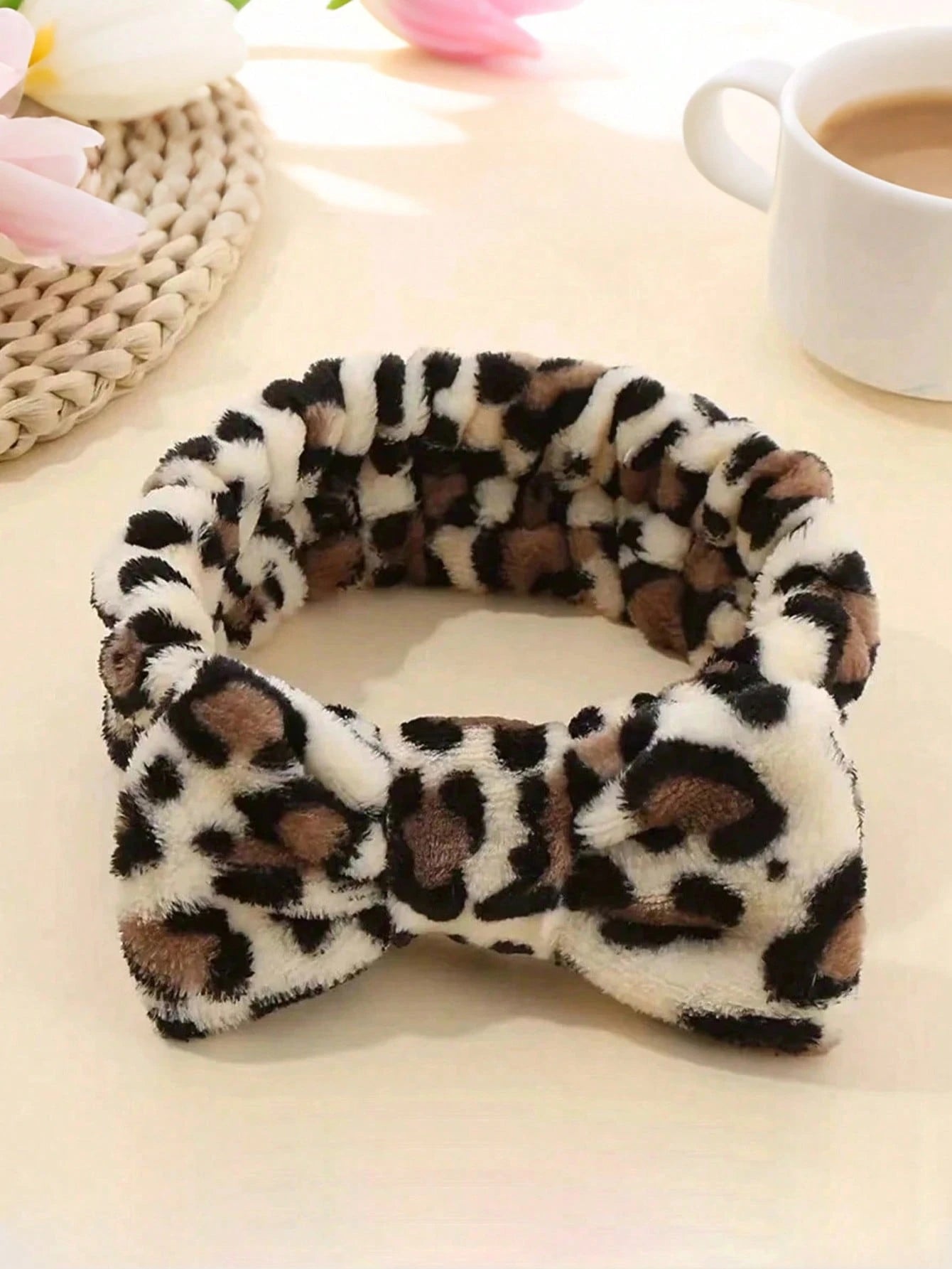 1/3pcs Leopard Print Large Bow Headband Set, Includes Splash-Proof Face Washing Headband, Soft And Washable, Suitable For Face Washing, Yoga And Sports
