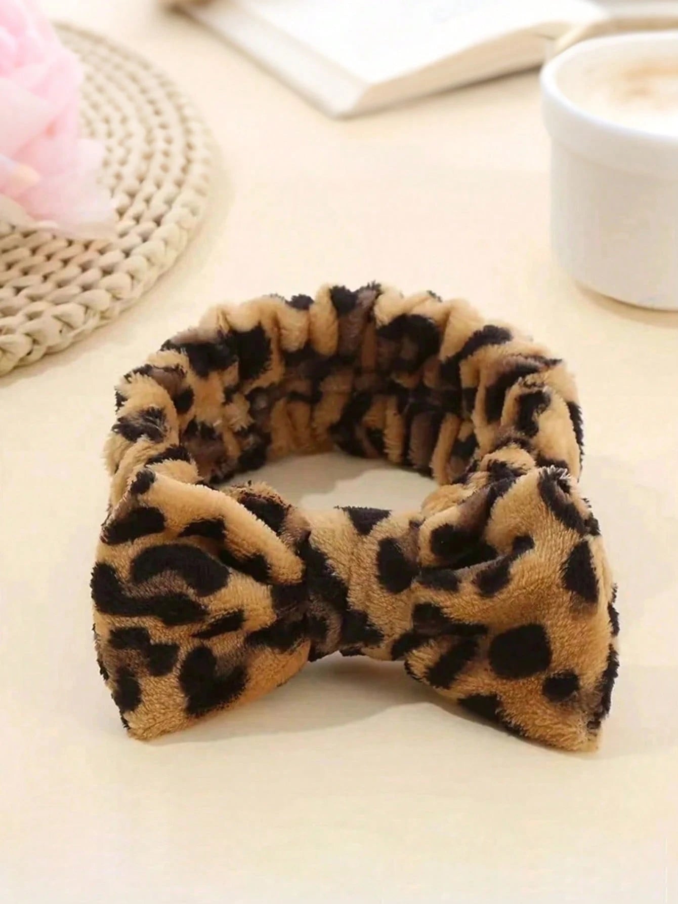 1/3pcs Leopard Print Large Bow Headband Set, Includes Splash-Proof Face Washing Headband, Soft And Washable, Suitable For Face Washing, Yoga And Sports