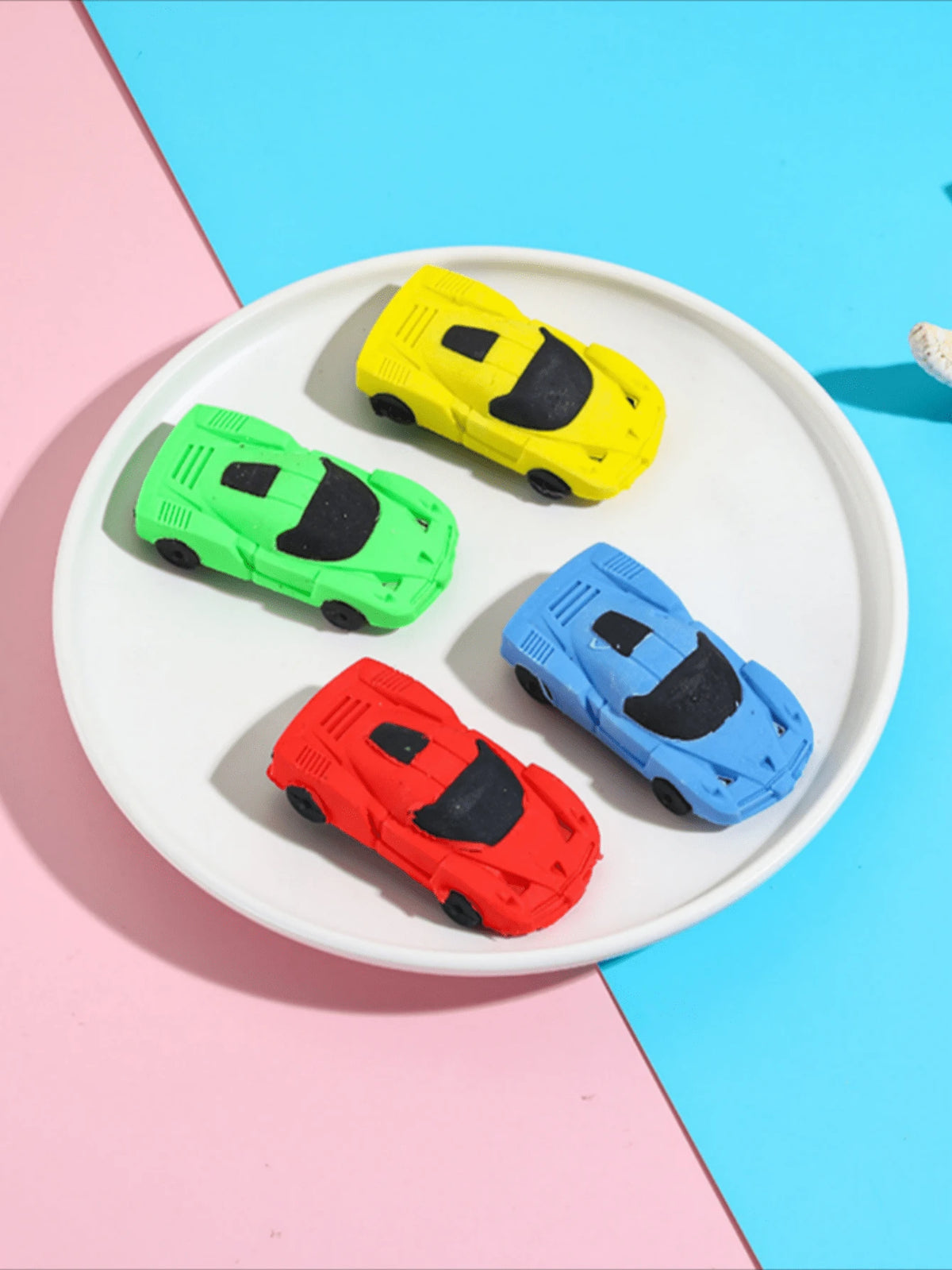 1/4/8pcs Mini Race Car Erasers- Bright Yellow, Red, Green, Blue- Synthetic Rubber Pencil Erasers, Suitable For Home, School, Classroom Rewards, Prizes, Gifts And Fun Stationery, Learning Supplies
