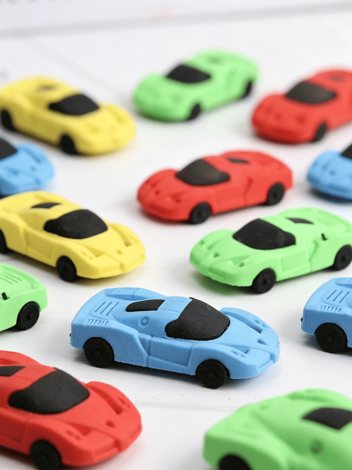 1/4/8pcs Mini Race Car Erasers- Bright Yellow, Red, Green, Blue- Synthetic Rubber Pencil Erasers, Suitable For Home, School, Classroom Rewards, Prizes, Gifts And Fun Stationery, Learning Supplies