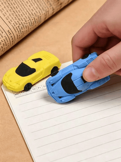 1/4/8pcs Mini Race Car Erasers- Bright Yellow, Red, Green, Blue- Synthetic Rubber Pencil Erasers, Suitable For Home, School, Classroom Rewards, Prizes, Gifts And Fun Stationery, Learning Supplies