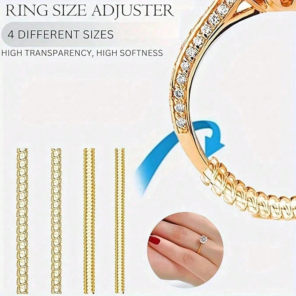 1/4pcs/Set Transparent Ring Adjuster- Adjustable Invisible Jewelry Sizer, Shrink Wrap Packaging, Anti-Slip Protection, Loose Ring Protector, Fits Almost Any Ring, Easy To Use, Durable