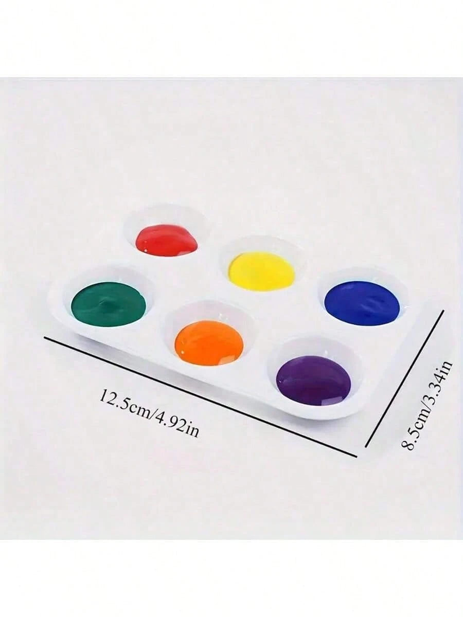 1/5/10/15/18/30/50pcs White Round Plastic Palette Set, Round 10-Hole Palette Set, Rectangular 6-Hole Palette Set, Painting Supplies Set, Palette And Water Brush Set, Suitable For Students In School, A