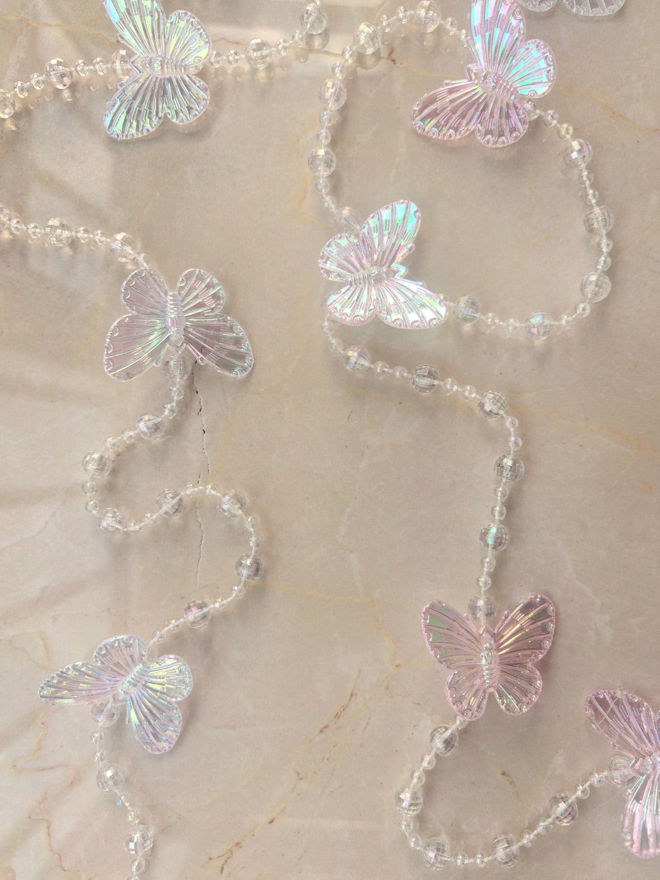 1/5 Yard Iridescent Butterfly Crystal Bead Short Acrylic Door Curtain Hanging Decor, Suitable For Bedroom Living Room, Home Decor Party Wedding Room Divider, Nursery Decor, Baby Shower, Girls Girl