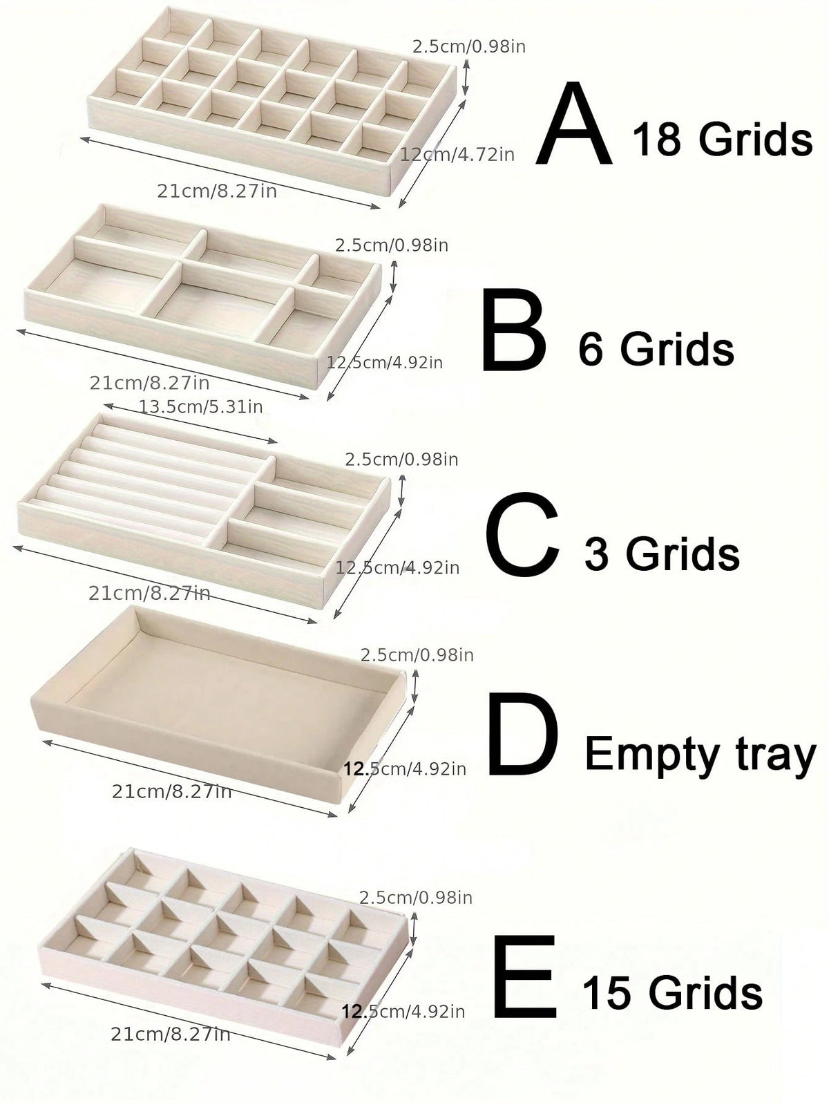 1/5pcs Beige Jewelry Tray, Ring Necklace Storage Tray, Rectangular Jewelry Organizer, Jewelry Display Tray, Drawer Divider Storage Tray, Small Item Storage And Organizer Box, Stackable Jewelry Storage